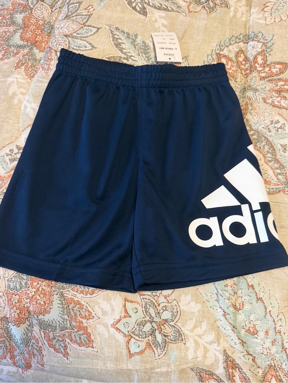 adidas Navy Athletic Shorts with White Logo